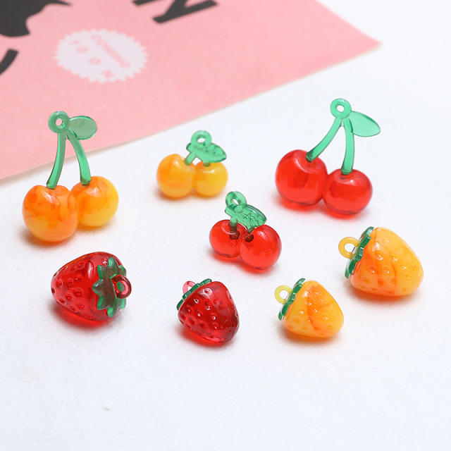 Small fresh sweet fruit strawberry cherry resin pendant diy Handmade Jewelry 1pcs price