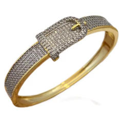 Hiphop full diamond mix color gold plated copper bangle rings set