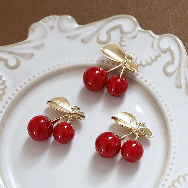 Cute White Translucent Strawberry Red Cherry Fruit Pendant diy Handmade Jewelry 1pcs price