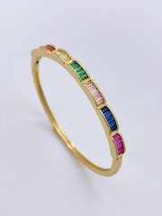 18KG rainbow cz setting women gold plated copper bangle