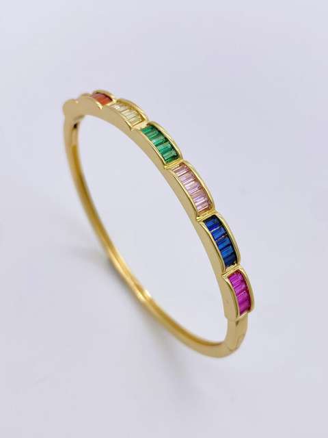 18KG rainbow cz setting women gold plated copper bangle