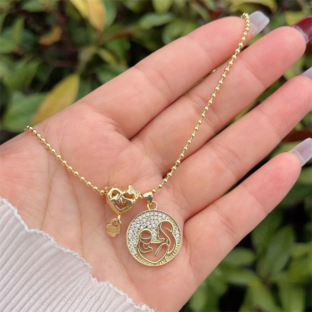 Multi-style MAMA Copper Plated 18K Gold Full Diamond Zirconium Cherry mother's day necklace