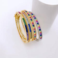 Delicate rainbow cz setting gold plated copper bangle