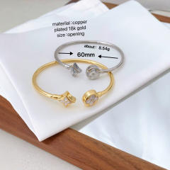 Classic colorful clover gold plated copper cuff bangle for women