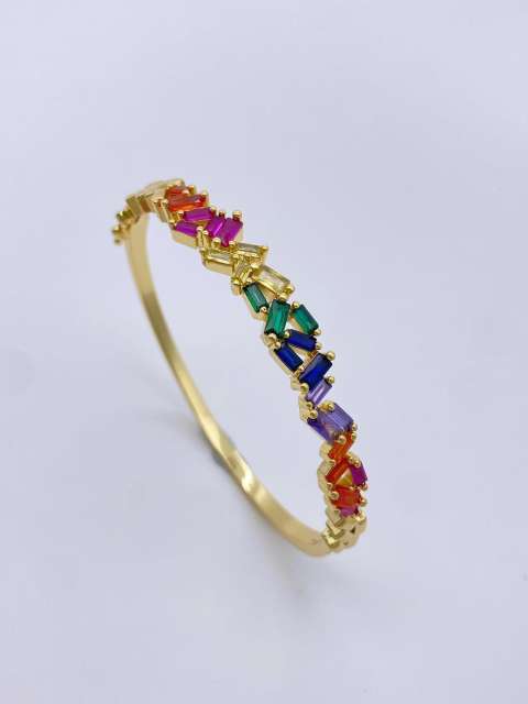 18KG rainbow cubic zircon gold plated copper women bangle