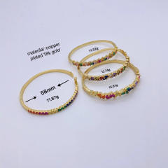 18KG rainbow cubic zircon gold plated copper women bangle