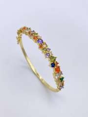 Delicate rainbow cz gold plated copper bangle