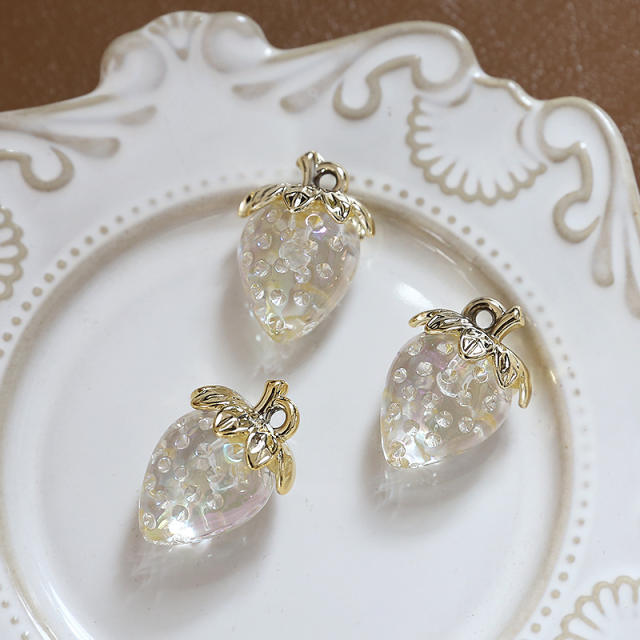 Cute White Translucent Strawberry Red Cherry Fruit Pendant diy Handmade Jewelry 1pcs price