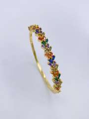 Delicate rainbow cz gold plated copper bangle