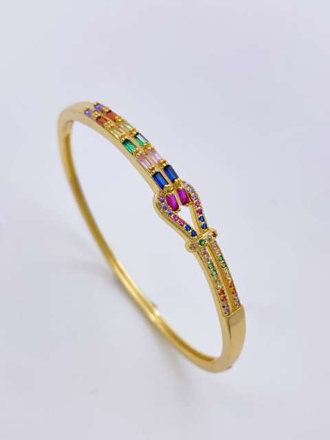 18KG rainbow cz setting women gold plated copper bangle