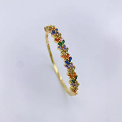 Delicate rainbow cz gold plated copper bangle