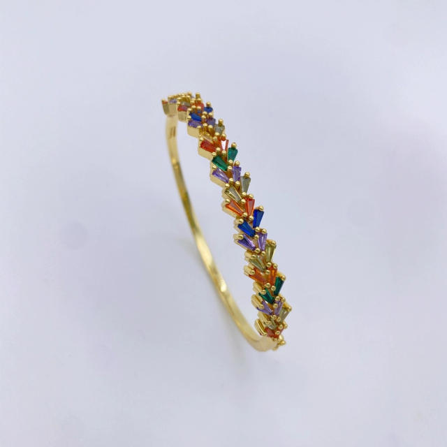 Delicate rainbow cz gold plated copper bangle