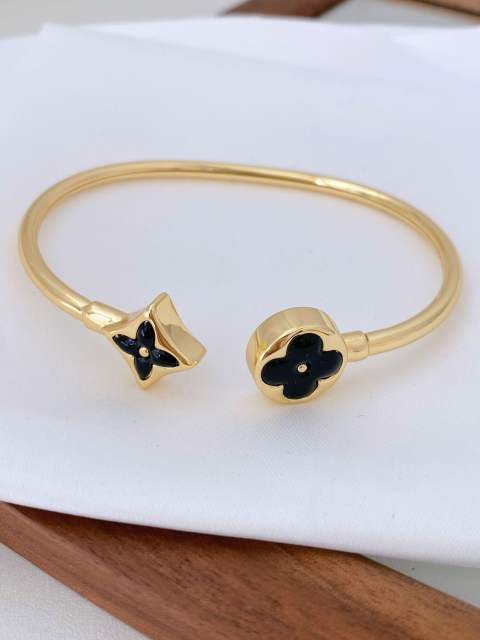 Classic colorful clover gold plated copper cuff bangle for women