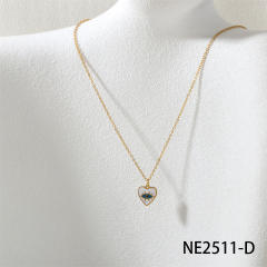 Spring summer candy color enamel flower star pendant stainless steel necklace