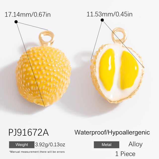 DIY accessory colorful enamel fruit stainless steel pendant for necklace bracelet