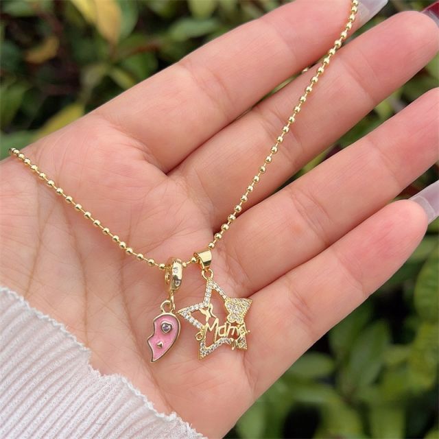 Multi-style MAMA Copper Plated 18K Gold Full Diamond Zirconium Cherry mother's day necklace