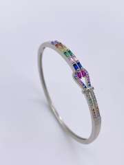 18KG rainbow cz setting women gold plated copper bangle