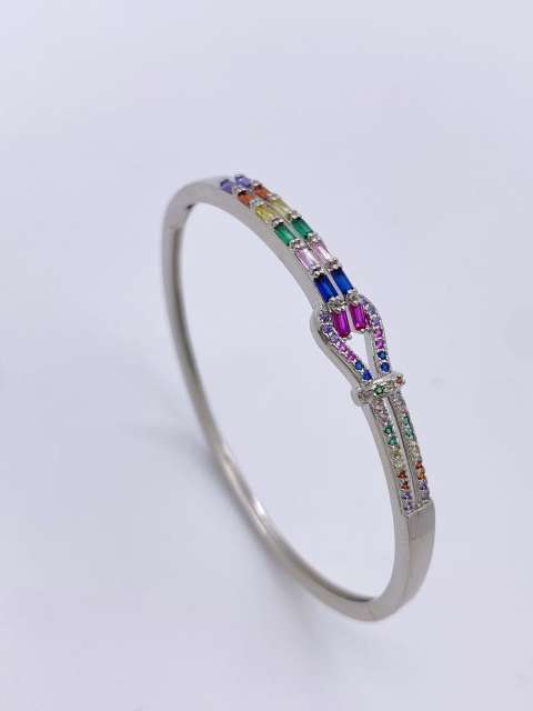 18KG rainbow cz setting women gold plated copper bangle
