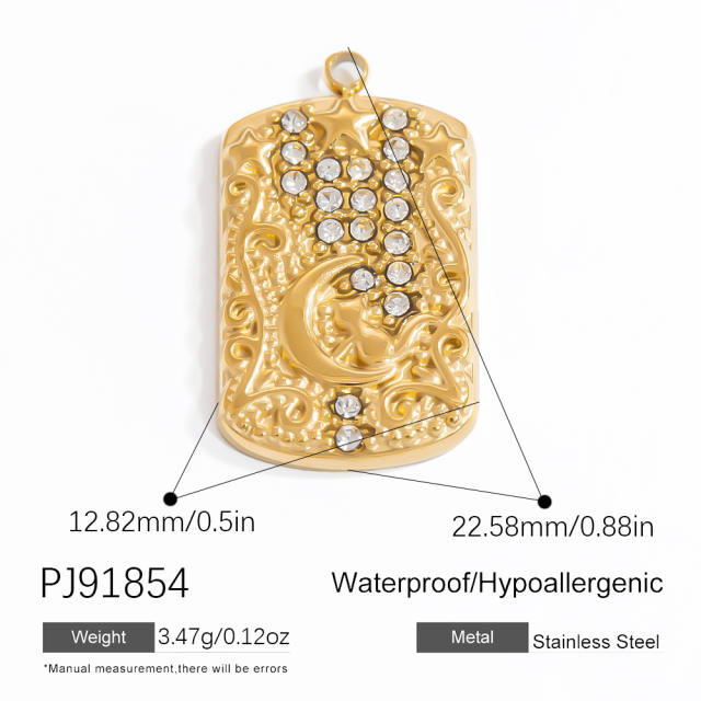 DIY accessory stainless steel heart block multi element pendant for necklace bracelet