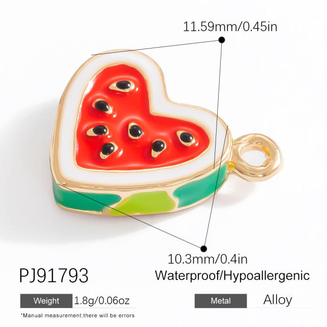DIY accessory colorful enamel fruit stainless steel pendant for necklace bracelet