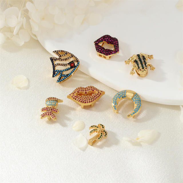 Micro Set Zircon Bracelet Necklace Pendant Full Set Diamond Palm Child Heart Shape Animal Fruit Letter Watch Strap Accessories