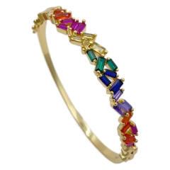 18KG rainbow cubic zircon gold plated copper women bangle