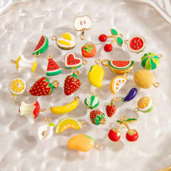 DIY accessory colorful enamel fruit stainless steel pendant for necklace bracelet