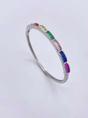 18KG rainbow cz setting women gold plated copper bangle