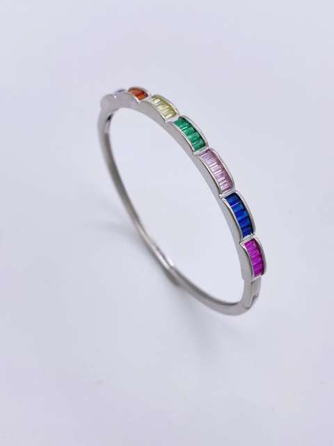18KG rainbow cz setting women gold plated copper bangle