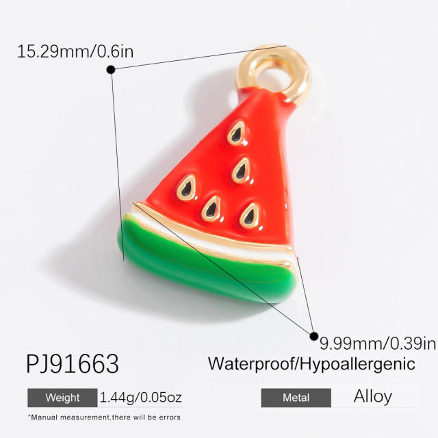 DIY accessory colorful enamel fruit stainless steel pendant for necklace bracelet