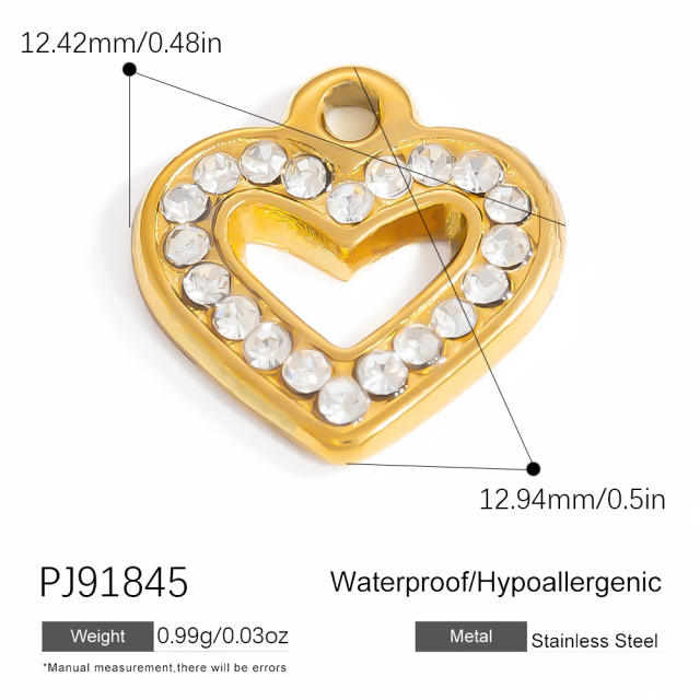 DIY accessory stainless steel heart block multi element pendant for necklace bracelet