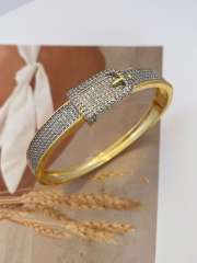 Hiphop full diamond mix color gold plated copper bangle rings set