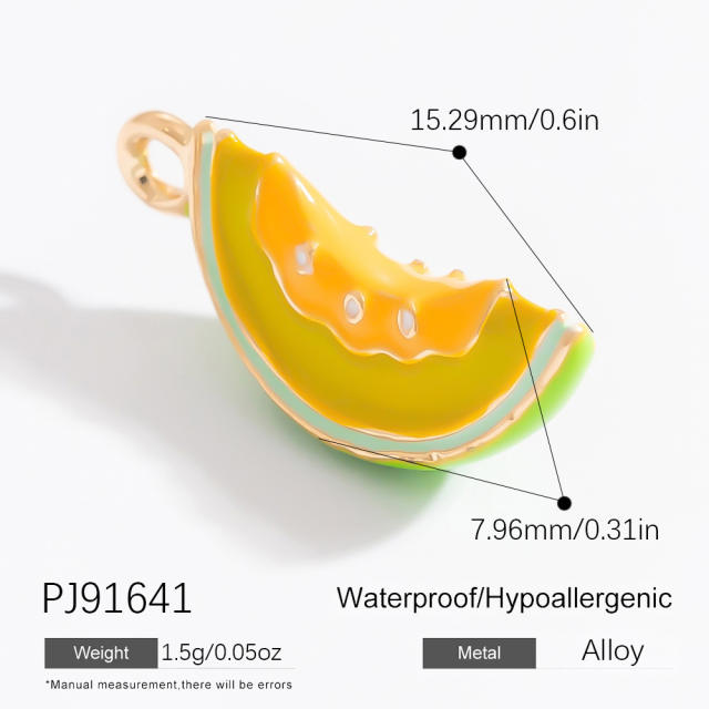DIY accessory colorful enamel fruit stainless steel pendant for necklace bracelet