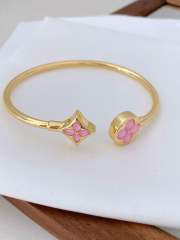 Classic colorful clover gold plated copper cuff bangle for women