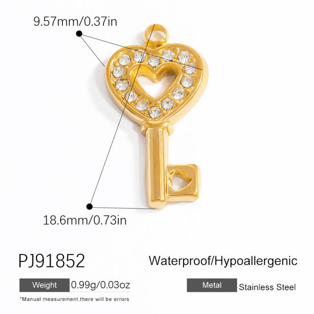 DIY accessory stainless steel heart block multi element pendant for necklace bracelet