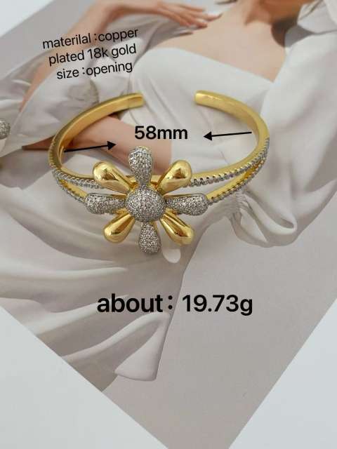 Chunky mix color diamond daisy flower gold plated copper necklace bangle set