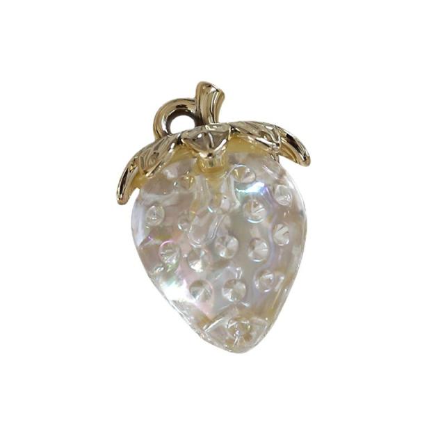 Cute White Translucent Strawberry Red Cherry Fruit Pendant diy Handmade Jewelry 1pcs price