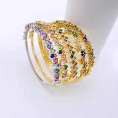 Delicate rainbow cz gold plated copper bangle