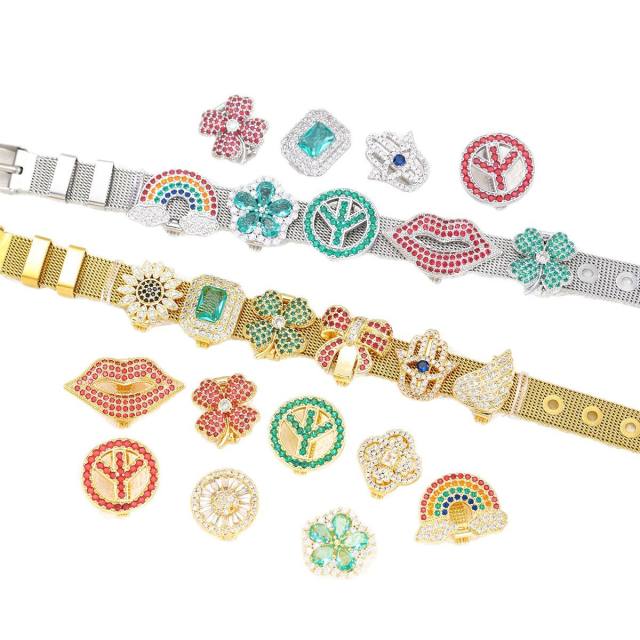 New Stainless Steel 10mm Strap Bracelet Women's Exquisite Small DIY Bracelet charms