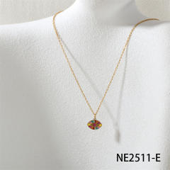 Spring summer candy color enamel flower star pendant stainless steel necklace