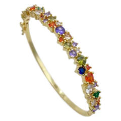 Delicate rainbow cz gold plated copper bangle