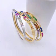 18KG rainbow cz setting women gold plated copper bangle