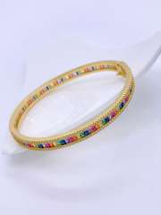 Delicate rainbow cz setting gold plated copper bangle