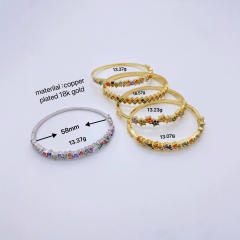 Delicate rainbow cz gold plated copper bangle