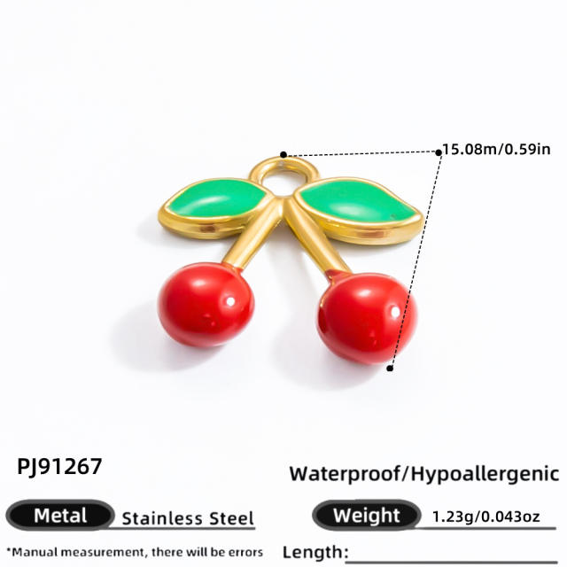 DIY accessory colorful enamel fruit stainless steel pendant for necklace bracelet