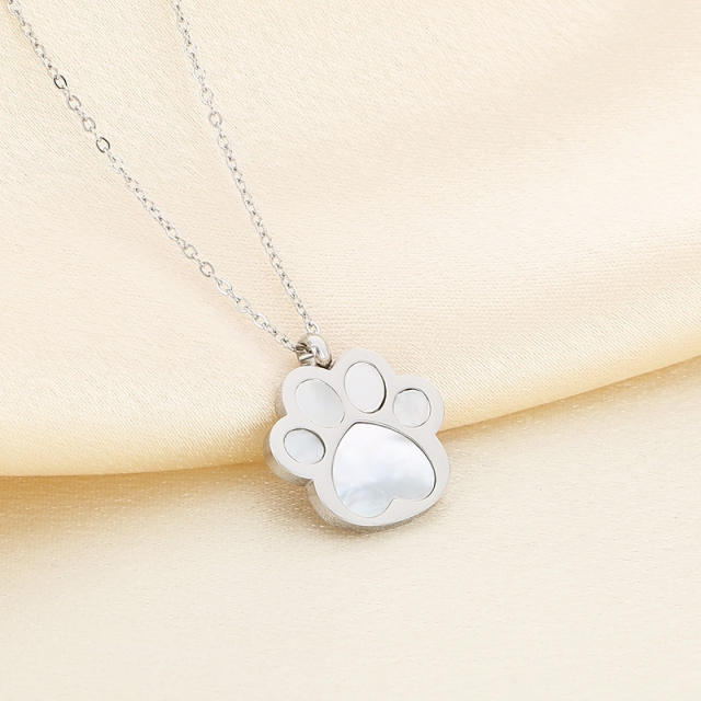 Cute Stainless Steel Cat paw Pendant Necklace dainty necklace