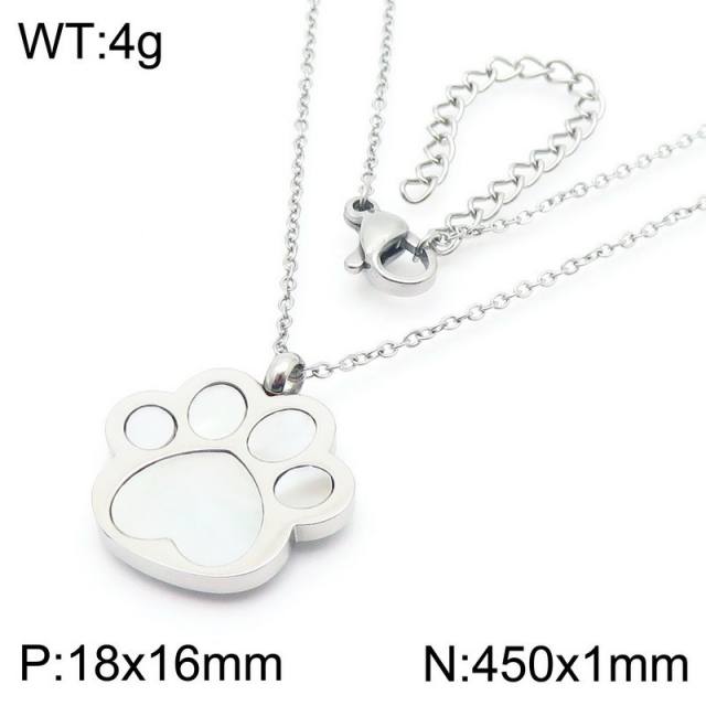 Cute Stainless Steel Cat paw Pendant Necklace dainty necklace