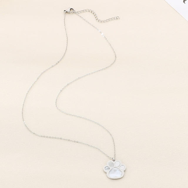 Cute Stainless Steel Cat paw Pendant Necklace dainty necklace