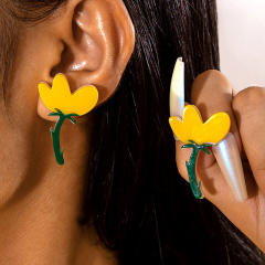 Spring summer yellow color sunflower beach holiday earrings collection