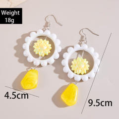 Spring summer yellow color sunflower beach holiday earrings collection